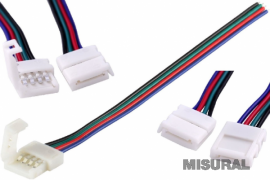 Conector con cable rgb para tiras de led 10 mm